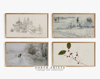 Samsung Frame TV Art SET | Vintage Winter Holiday Art DIGITAL Downloadable | TVS5