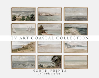 FRAME TV Art Vintage Summer Coastal Bundle | Vintage Seascape Seaside Paintings | Beach House Decor North Prints | TVS-15