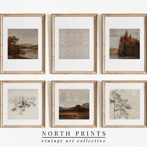 Printable Vintage Gallery Wall Art SET Antique Prints Warm - Etsy
