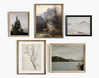 Vintage Lake House Gallery Wall SET | Vintage Prints | Rustic Lodge PRINTABLE #S46