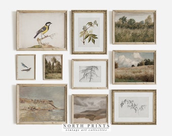 Rustic Gallery Wall Art SET | Neutral Vintage Gallery Print Set Nature | French Country Decor PRINTABLE #S84