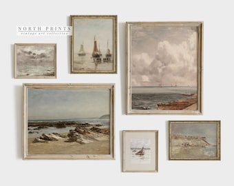 Vintage Coastal Gallery SET | Vintage Nautical Paintings Decor PRINTABLE #S6-1