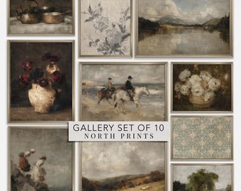 English Country Gallery Wall Set of 10, Heritage Landscape and Botanical Art Prints, PRINTABLE Art Bundle Download North Prints S10-35