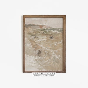 Muted Neutral Green Coastal Abstract Painting | Vintage Wall Art Digital PRINTABLE | 1041
