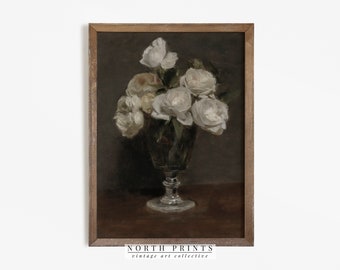 Still Life Roses Painting | Vintage Botanical Art Print | Digital PRINTABLE Download | 1081