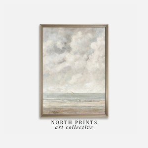 Impresión de arte del océano, arte de pared de playa costera, descarga de impresión digital de pintura vintage de verano, North Prints 7-54