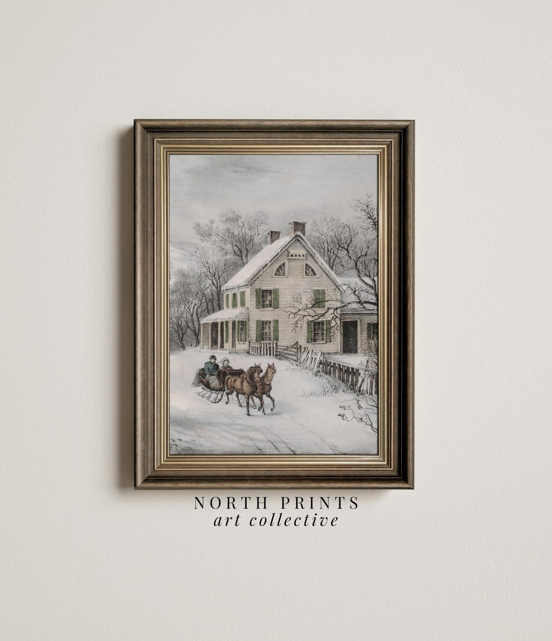 Winter Homestead Painting PRINTABLE Wall Art, Old Country Christmas ...