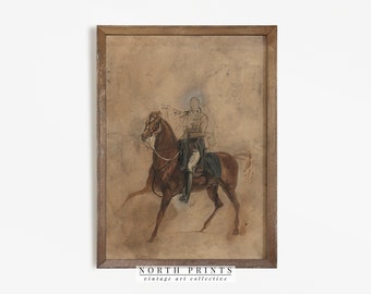 Rustic Horse Study, Antique Equine Sketch, Library Den Decor, PRINTABLE North Prints #634