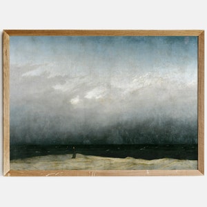 Moody Coastal Vintage Oil Painting | Seascape PRINTABLE Wall Art | Horizontal Wall Decor #40