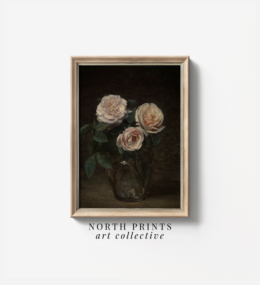 Vintage Rose Painting | Moody Floral Art Print | Dark Academia Decor ...