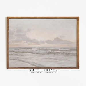 Muted Seascape Painting | Vintage Print Neutral Beach | Coastal Farmhouse | PRINTABLE #214