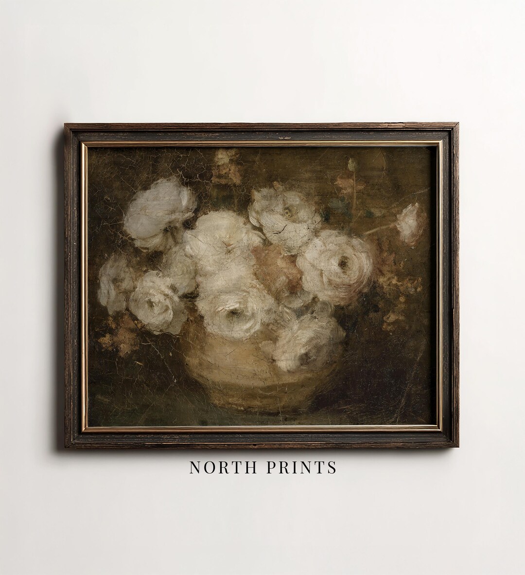 Dark Floral Still Life Painting, Moody Botanical PRINTABLE Digital Art ...