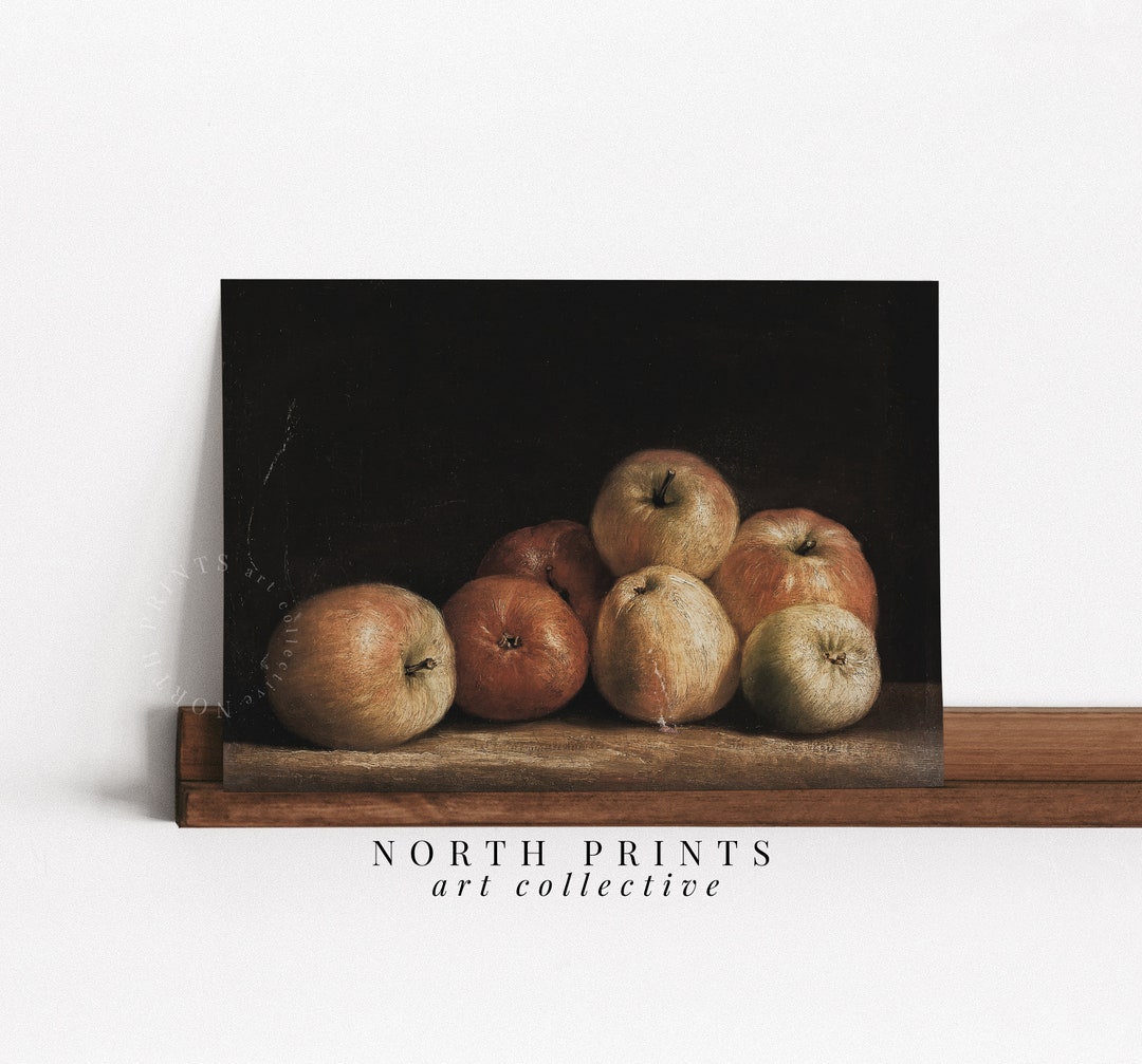 Dark Rustic Apple Kitchen Print Vintage French Still Life Oil Etsy