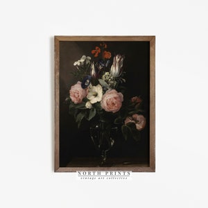 Moody Vintage Floral Painting | Dark Academia Antique Art PRINTABLE | 550