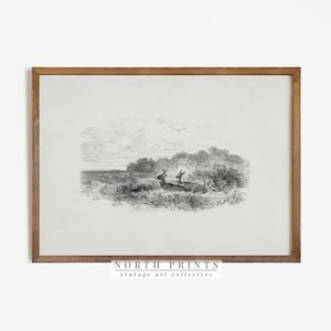 Vintage Deer Sketch | Woodland Landscape Drawing PRINTABLE Digital Antique Print | 779