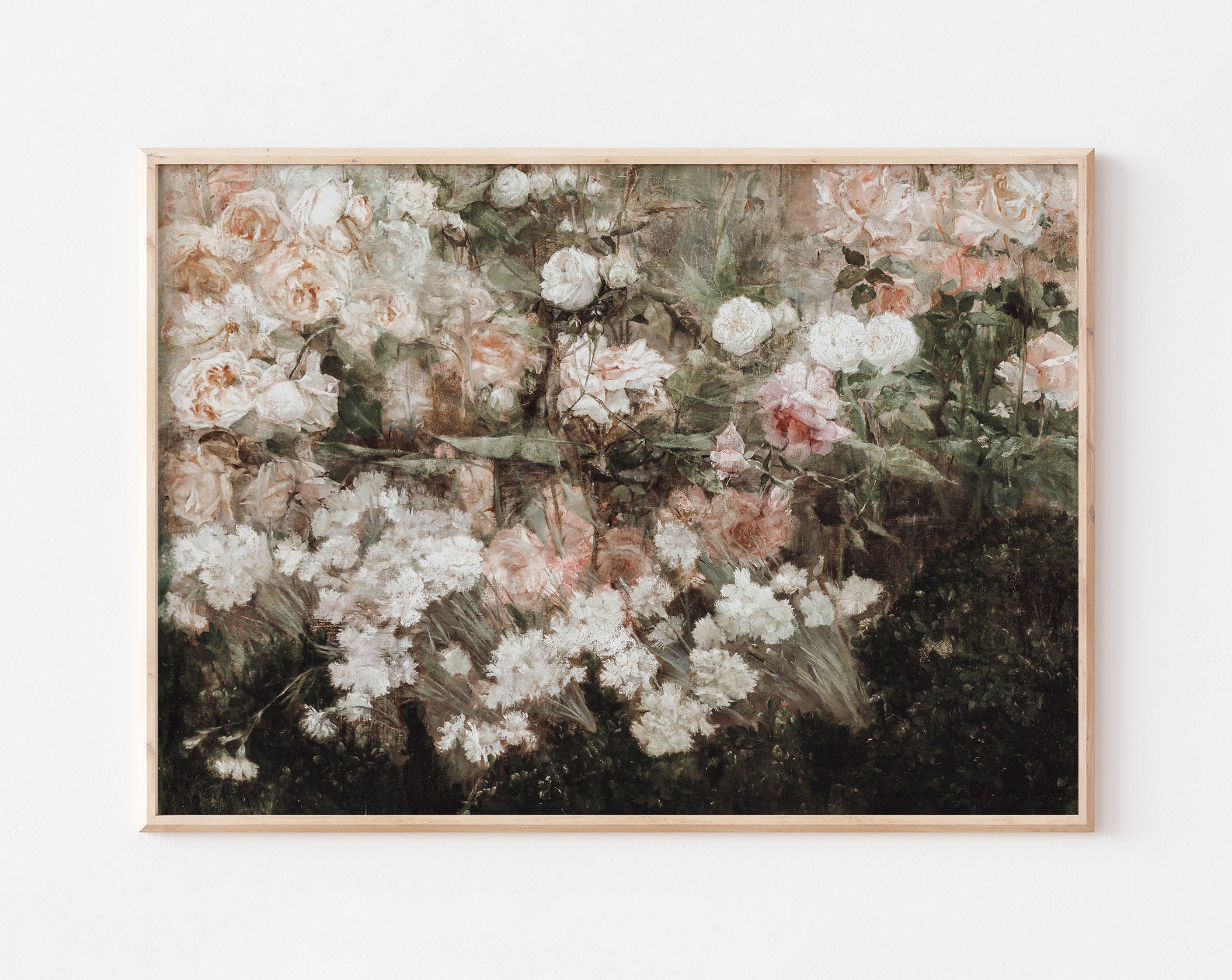Rose Garden Oil Painting | Vintage Moody Floral Art Print | PRINTABLE ...