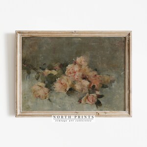 Vintage Flower Print | Cottage Wall Art Decor | Pink Country Botanical ...