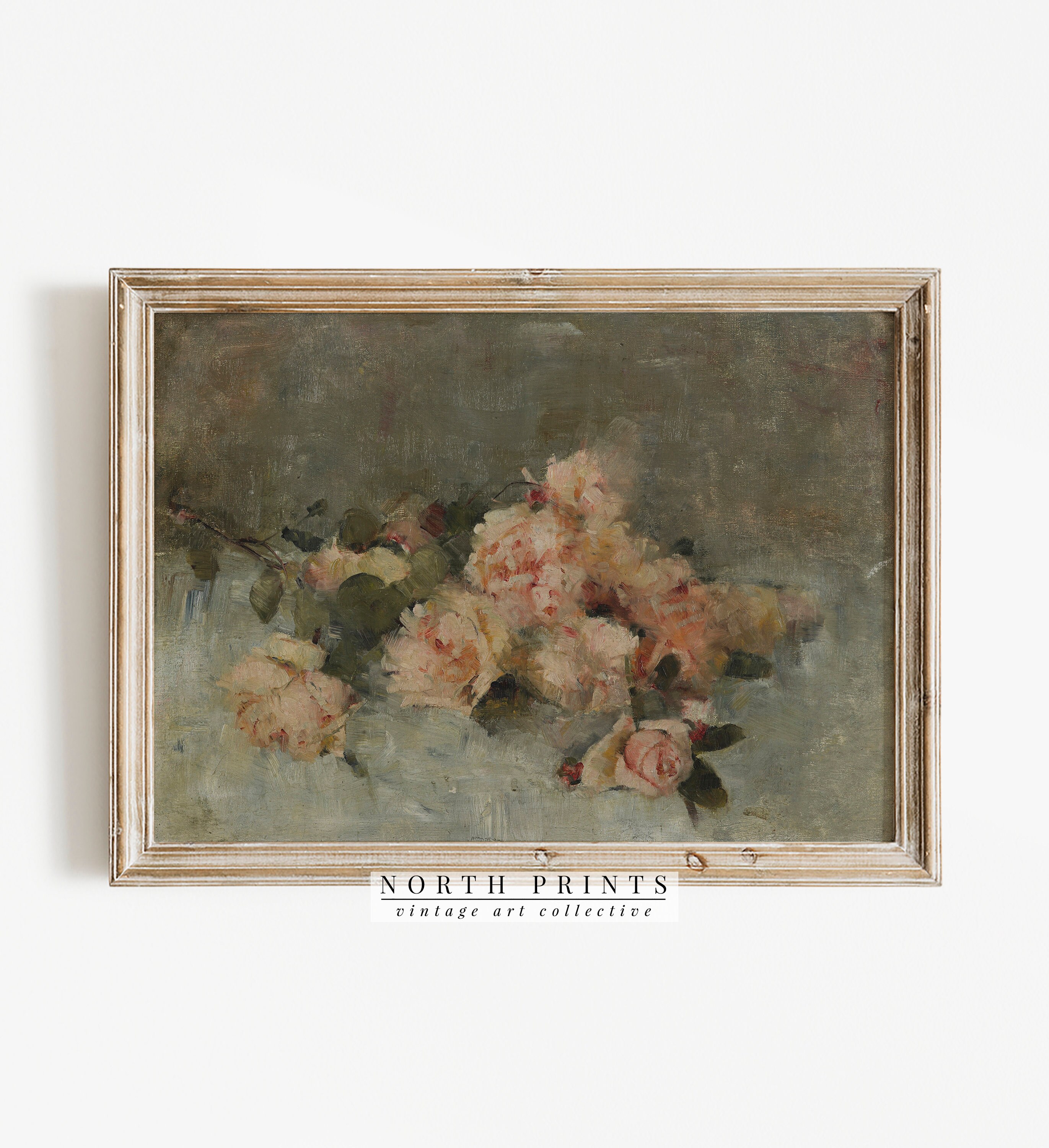 Vintage Flower Print | Cottage Wall Art Decor | Pink Country Botanical ...