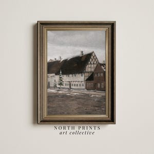 Winter Village Printable Art: Rustic Holiday Home Decor (Printable Digital Download) W-188