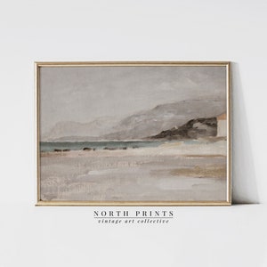 Vintage Italy Costal Landscape Painting | Tonal Muted Art Print | Digital PRINTABLE Download | 1074