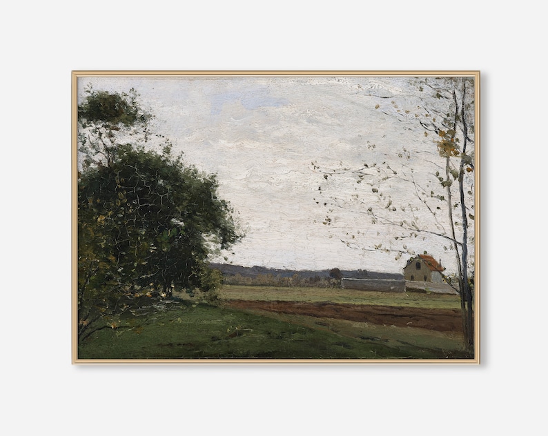 Vintage Print Farmhouse PRINTABLE Wall Art #264 Country Landscape Painting