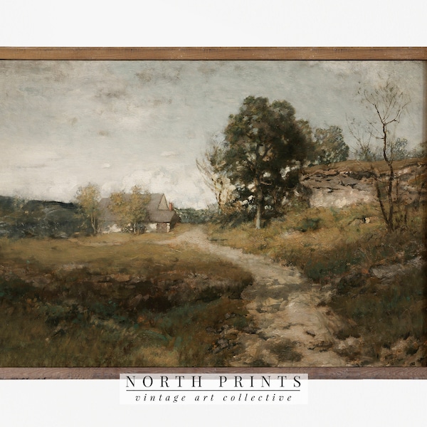 AFDRUKBARE landschapskunst | Vintage print land landschap schilderij | Digitale download #481