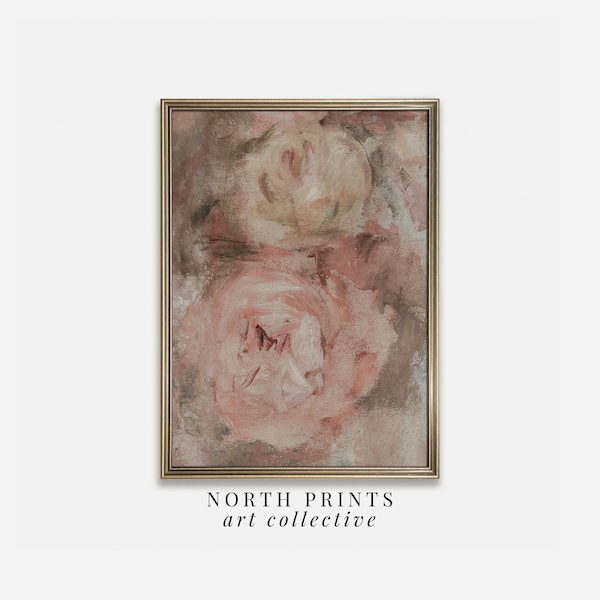 Vintage Rose Abstract Wall Art / Impresión descargable digital imprimible botánica rosa silenciada / North Prints Art 6-163