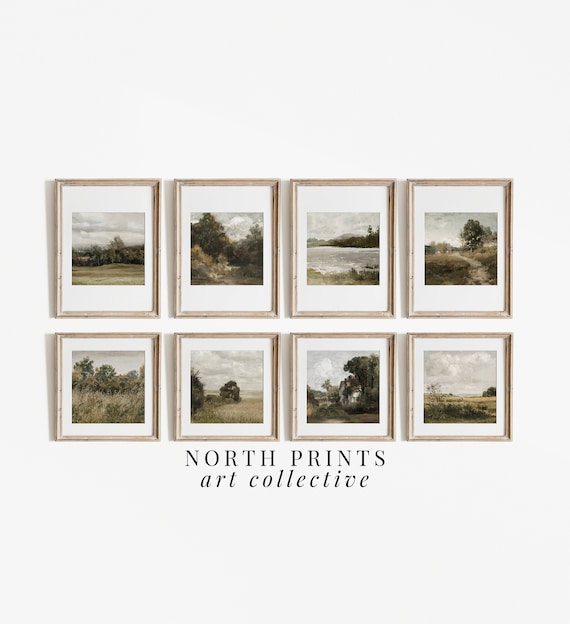 Vintage Summer Landscape Art Print Set: Square Gallery Wall (Digital Download Printable) S8-11