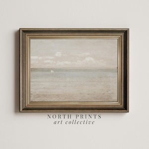 Vintage Coastal Wall Art | Muted Seascape Painting | PRINTABLE Digital Download North Prints | 5-84