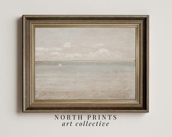 Vintage Coastal Wall Art | Muted Seascape Painting | PRINTABLE Digital Download North Prints | 5-84