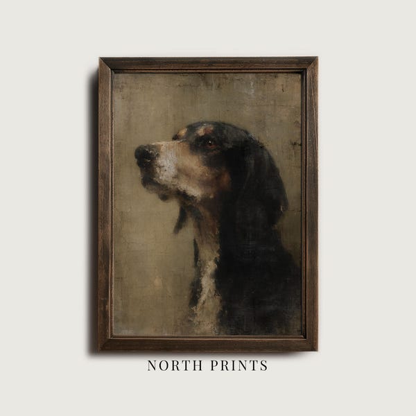 Hunting Hound Dog Art, Country Club Heritage Wall Decor, Vintage Animal Portrait Digital Art Printable Download 13-51