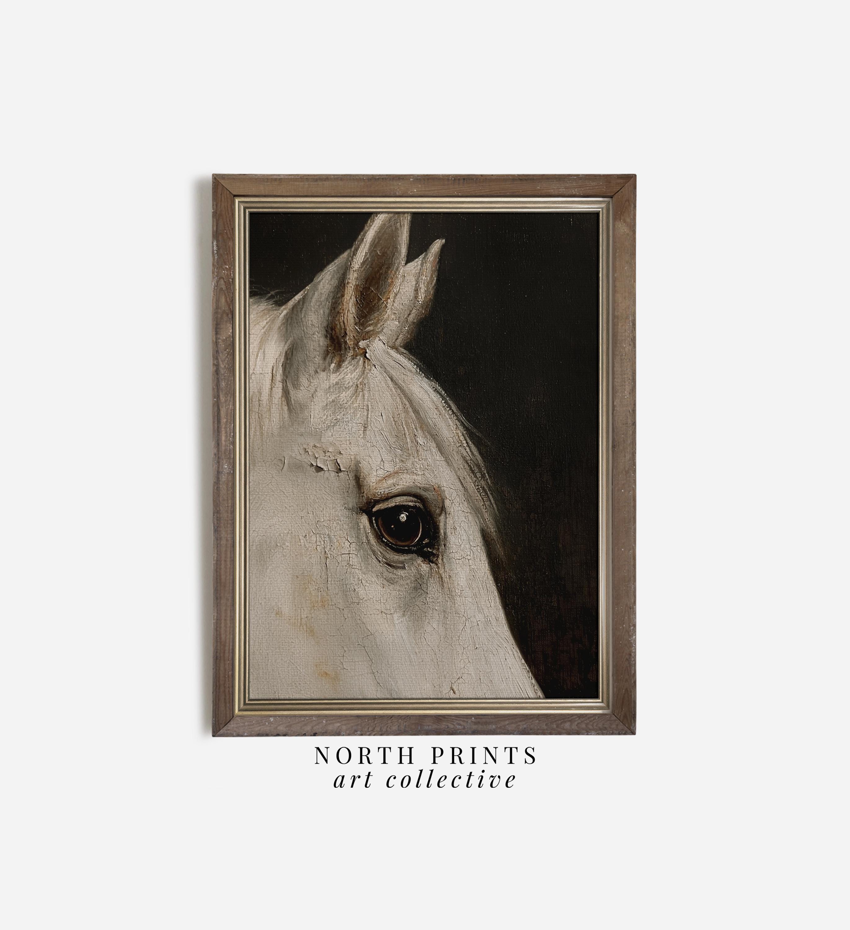 ルアーン・マニング 馬の絵画 白フレーム付き ルアーン・マニング 馬の