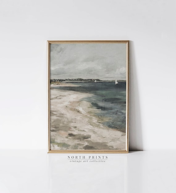 Lake House Decor Coastal Painting | Vintage Seaside Print | PRINTABLE Digital Download | 4-112