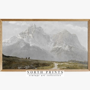 Samsung Frame TV Art | Muted Vintage Mountain Landscape Painting | Muted DIGITAL Download #TV217