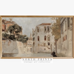 Frame TV Art | Vintage Venice Canal Painting | Neutral DIGITAL Download #TV222