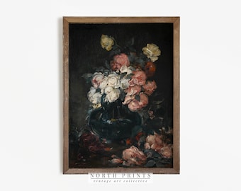 Flower Still Life Vintage Print | Moody French Painting Decor PRINTABLE Digital Wall Art #202