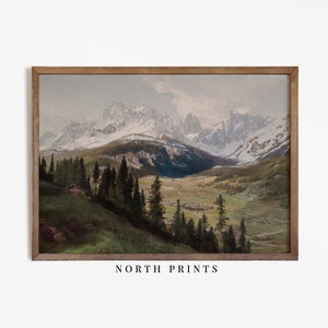 Rustic Mountain Painting, Vintage Landscape Digital Prints, Downloadable PRINTABLE, North Prints Wall Art 851