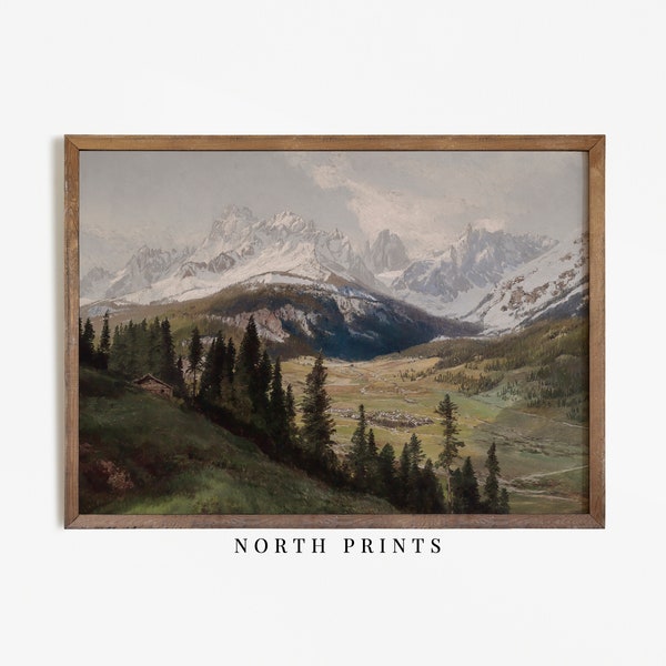 Rustic Mountain Painting | Vintage Landscape Digital Print | Downloadable PRINTABLE | 851