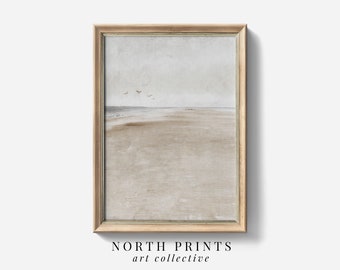 Neutral Coastal Beach Painting: Muted Tones Art Print (Digital Download Printable) 6-48