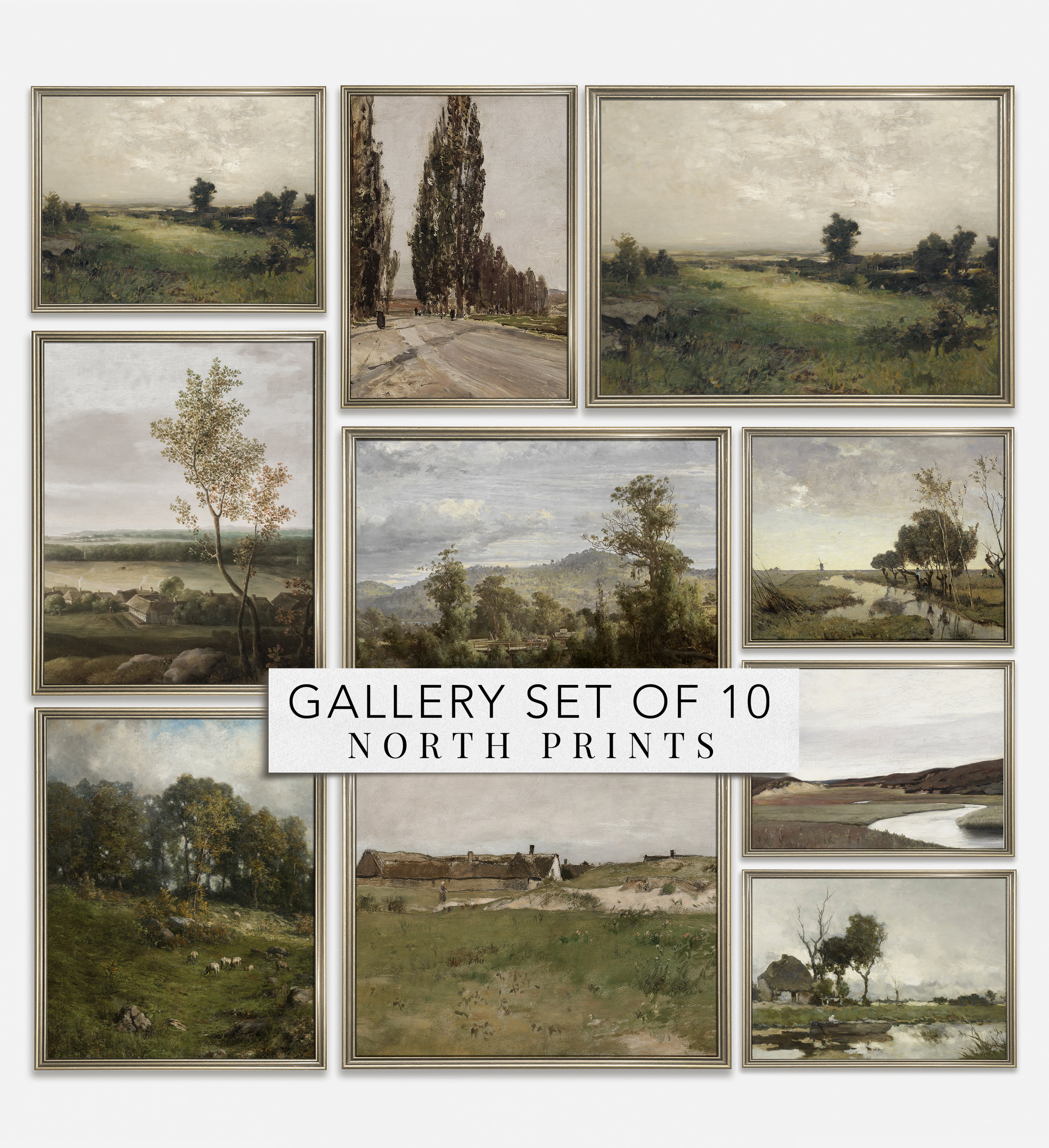 French Country Landscape Painting Set: Vintage Gallery Wall Art ...