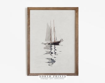 Neutral Nautical Sailboat Digital Print | Vintage Nursery Wall Art | Antique PRINTABLE Download | 1108