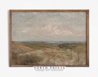 PRINTABLE Valley Landscape Painting | Vintage Neutral Farmhouse Wall Art | Digital Download | 1102