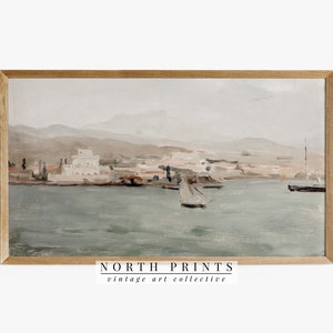 Samsung Frame TV Art | Vintage Mediterranean Coastal Painting | DIGITAL Download | TV240