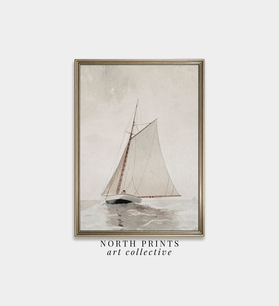 Vintage Sailboat Print: Neutral Coastal Wall Art (digital Download ...