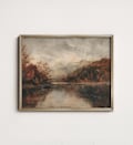 Rustic Fall Lake Landscape Print: Moody Autumn Oil Painting (Printable Digital Download) A-34