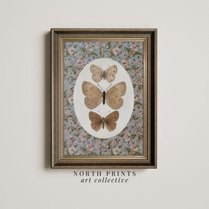 Vintage Butterfly Art Print: Soft Blue Cottagecore Decor (Printable Digital Download) 7-206