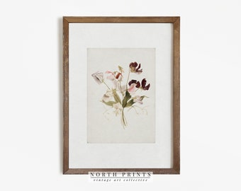 Botanical Vintage Print | Antique Flower Watercolor Farmhouse PRINTABLE #405