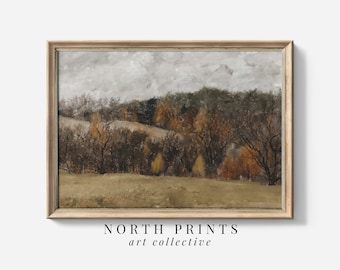 Rustic Autumn Country Landscape PRINTABLE Vintage Art | Lodge Wall Decor Downloadable Print | North Prints Art | A-7