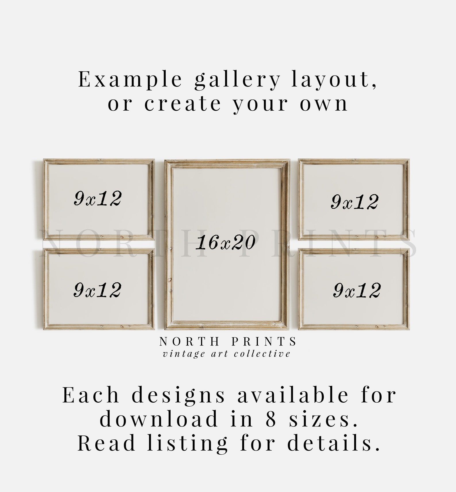 Vintage Neutral Gallery Wall Prints | Country Muted Art SET of 5 ...