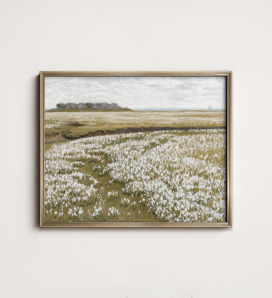 Spring Meadow Painting, Vintage Landscape Print, Country Field PRINTABLE Digital Download North Prints | 4-126
